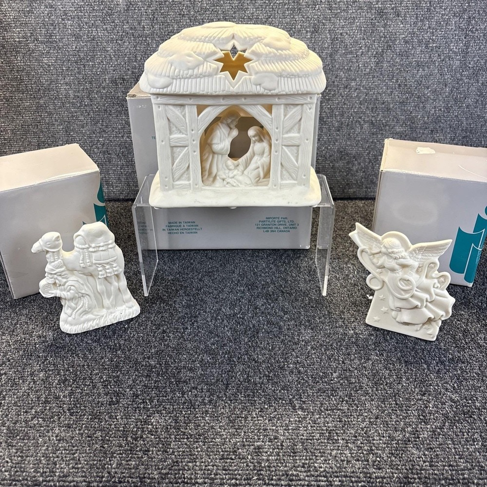 PartyLite~O Holy Night~Manger/Angel/Wisemen~Candle Holders~Set of 3~IOB
